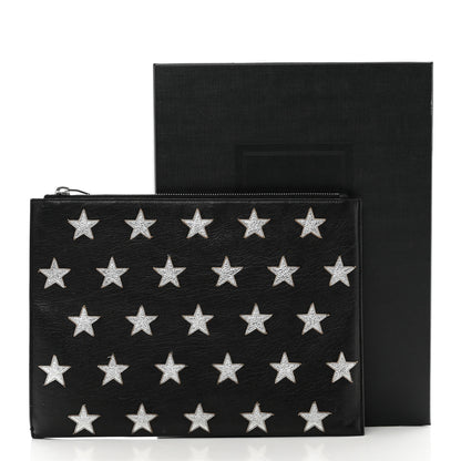 Saint Laurent Calfskin Star Rider iPad Pouch Black Silver 10 of 10