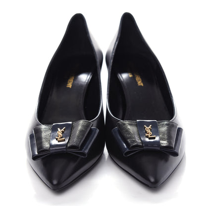 Saint Laurent Calfskin Bow Anais Pumps 38 Black 5 of 11