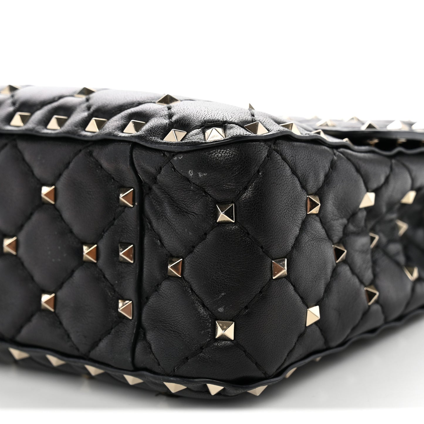 Nappa Medium Rockstud Spike Shoulder Bag Black