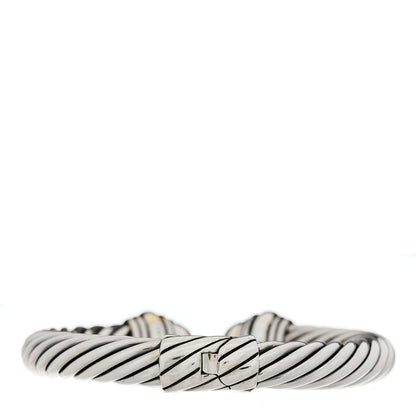David Yurman Sterling Silver 14K Yellow Gold 10mm Cable Classics Hinged Bracelet 2 of 3