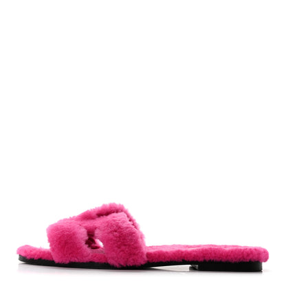 Hermes Woolskin Oran Sandals 39 Rose Fuchsia 1 of 8