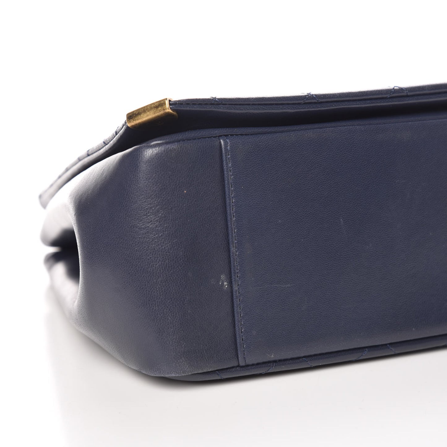 Calfskin Diamond Stitched Shoulder Bag Navy