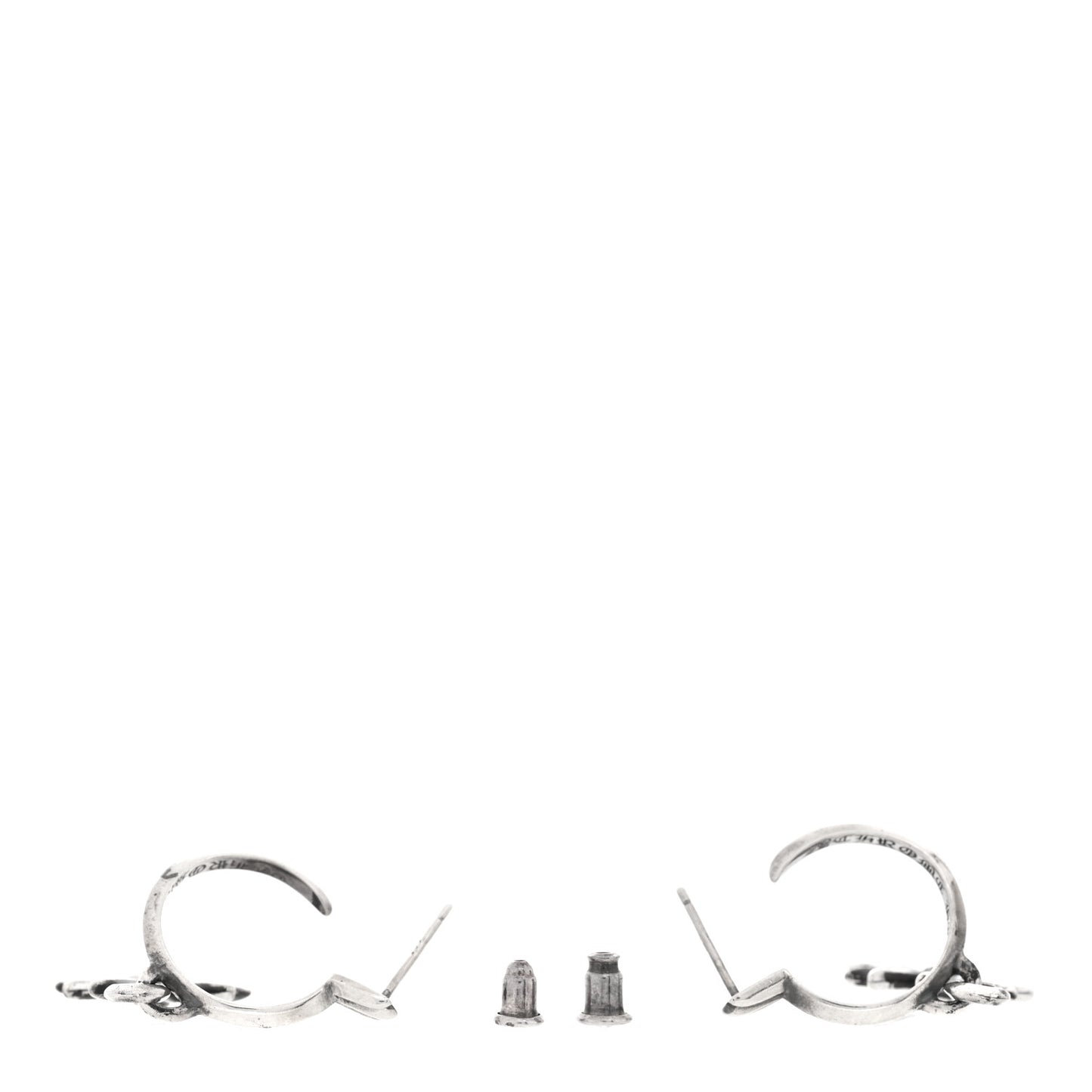 Sterling Silver Tiny CH Cross Hoop Drop Earrings