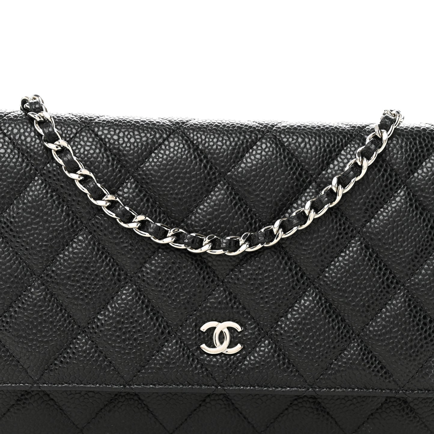 Caviar Quilted Wallet on Chain WOC Black