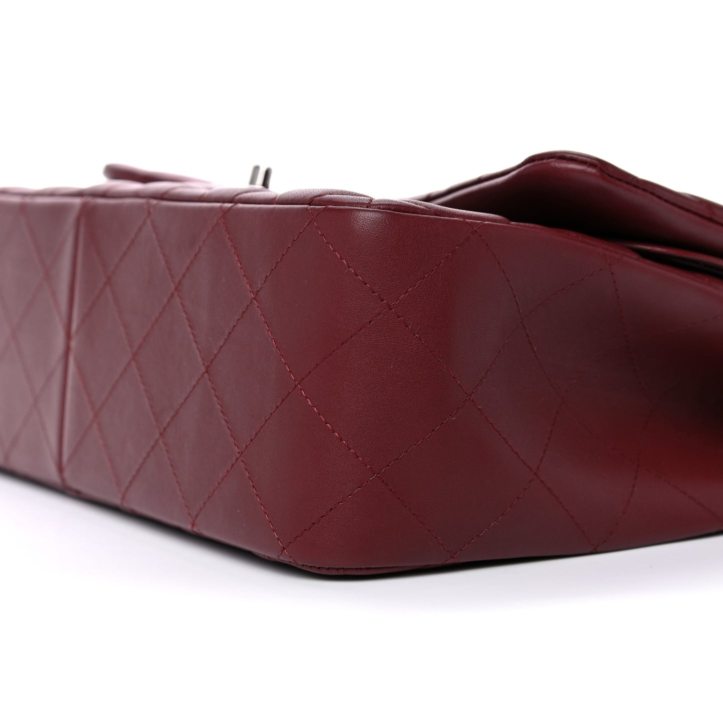 Lambskin Quilted Jumbo Double Flap Burgundy
