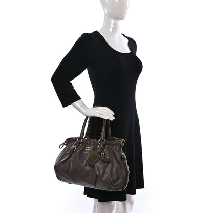 Prada Vitello Soft Calfskin Shopping Satchel Bambu 2 of 10