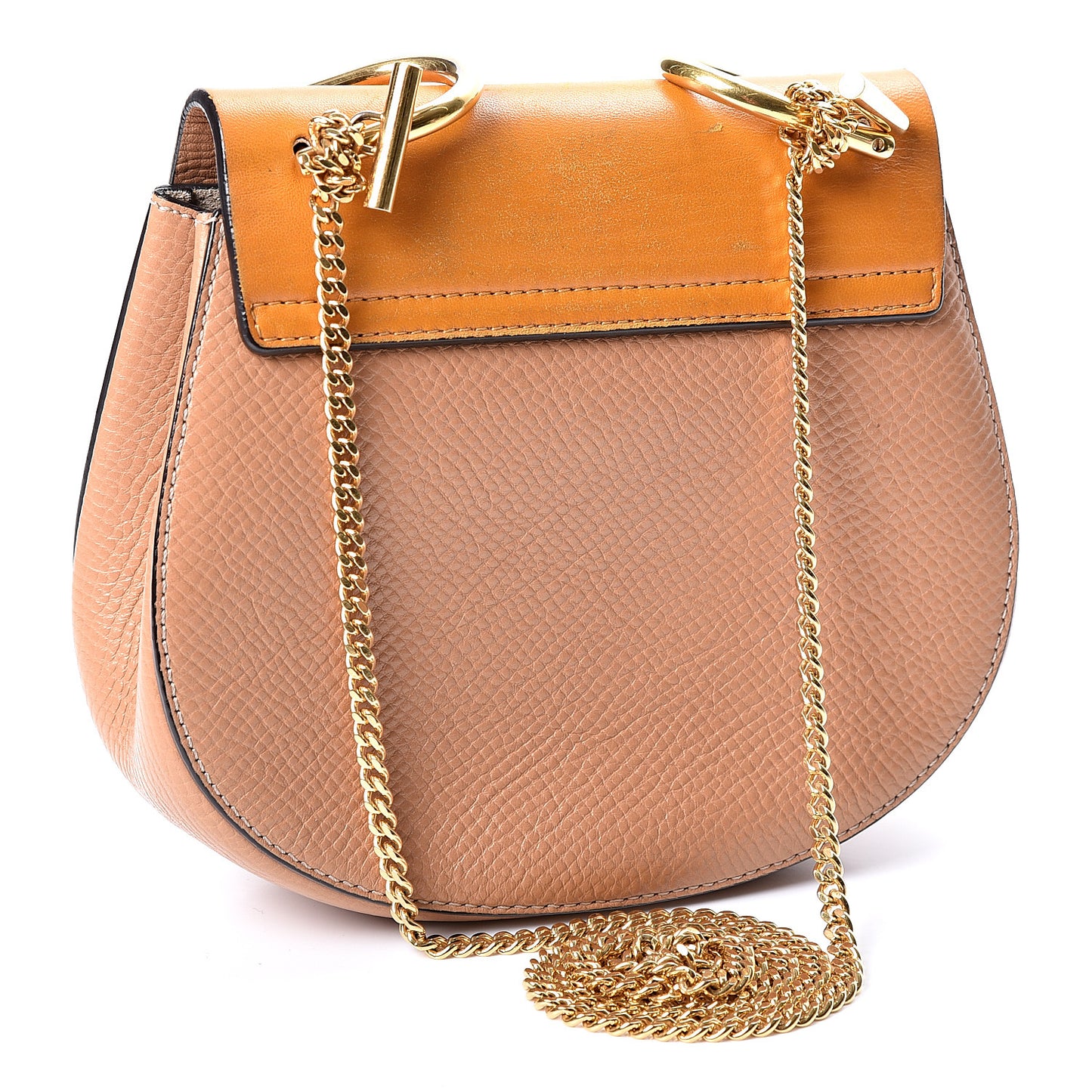Grained Calfskin Lambskin Bi-Color Drew Shoulder Bag Wet Sand Sunflower