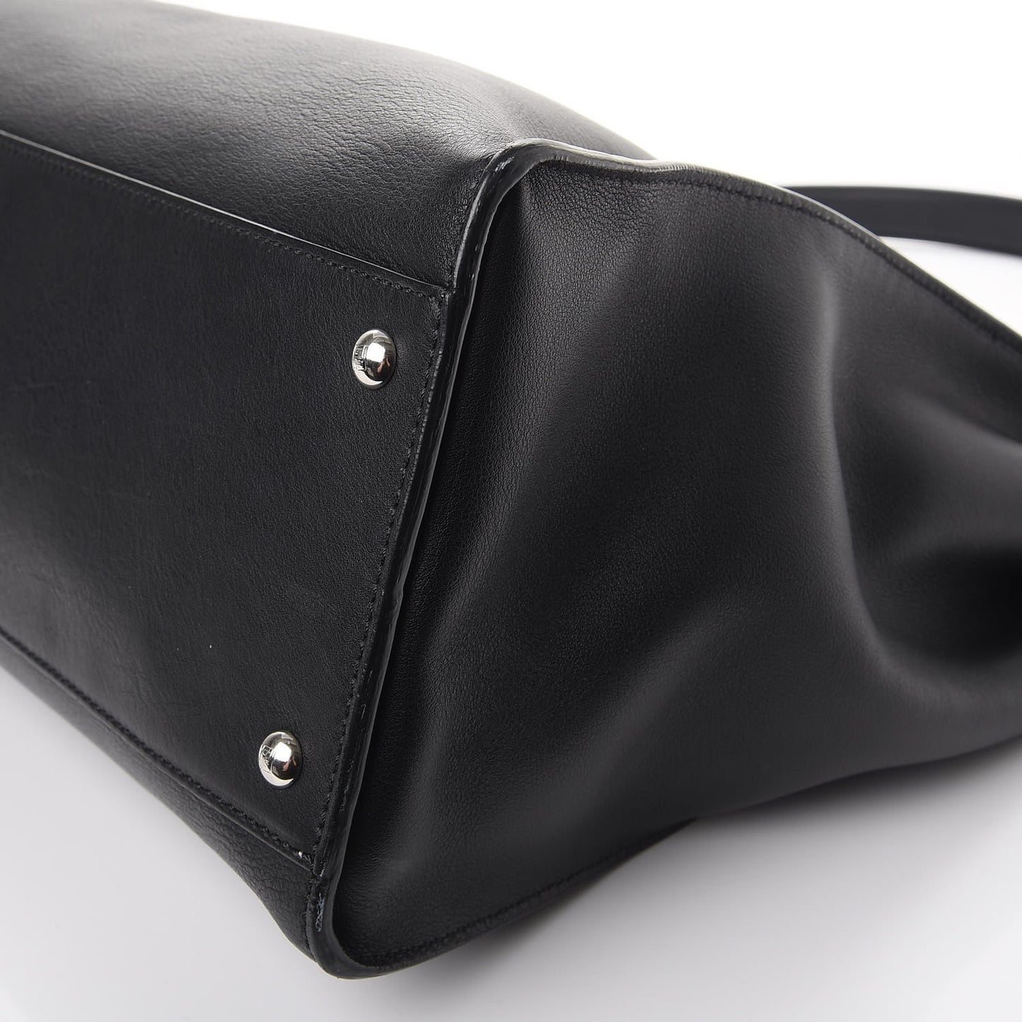 Vitello Dolce Shiny Nappa Large Peekaboo Iconic Satchel Black Camelia