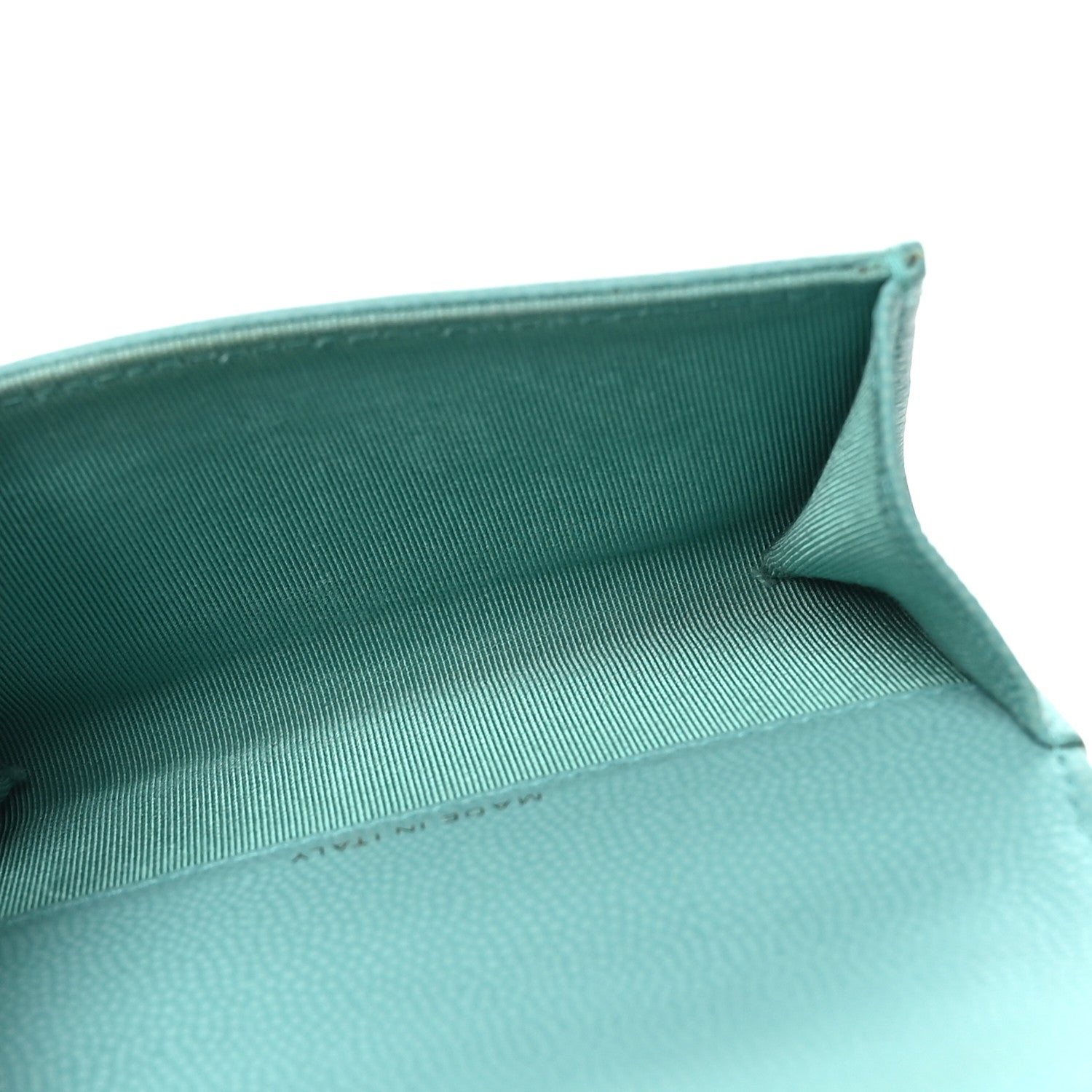 Chanel Caviar Flat Chevron Quilted Flap Card Holder Green 5 of 9