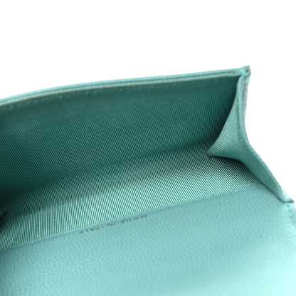 Chanel Caviar Flat Chevron Quilted Flap Card Holder Green 5 of 9