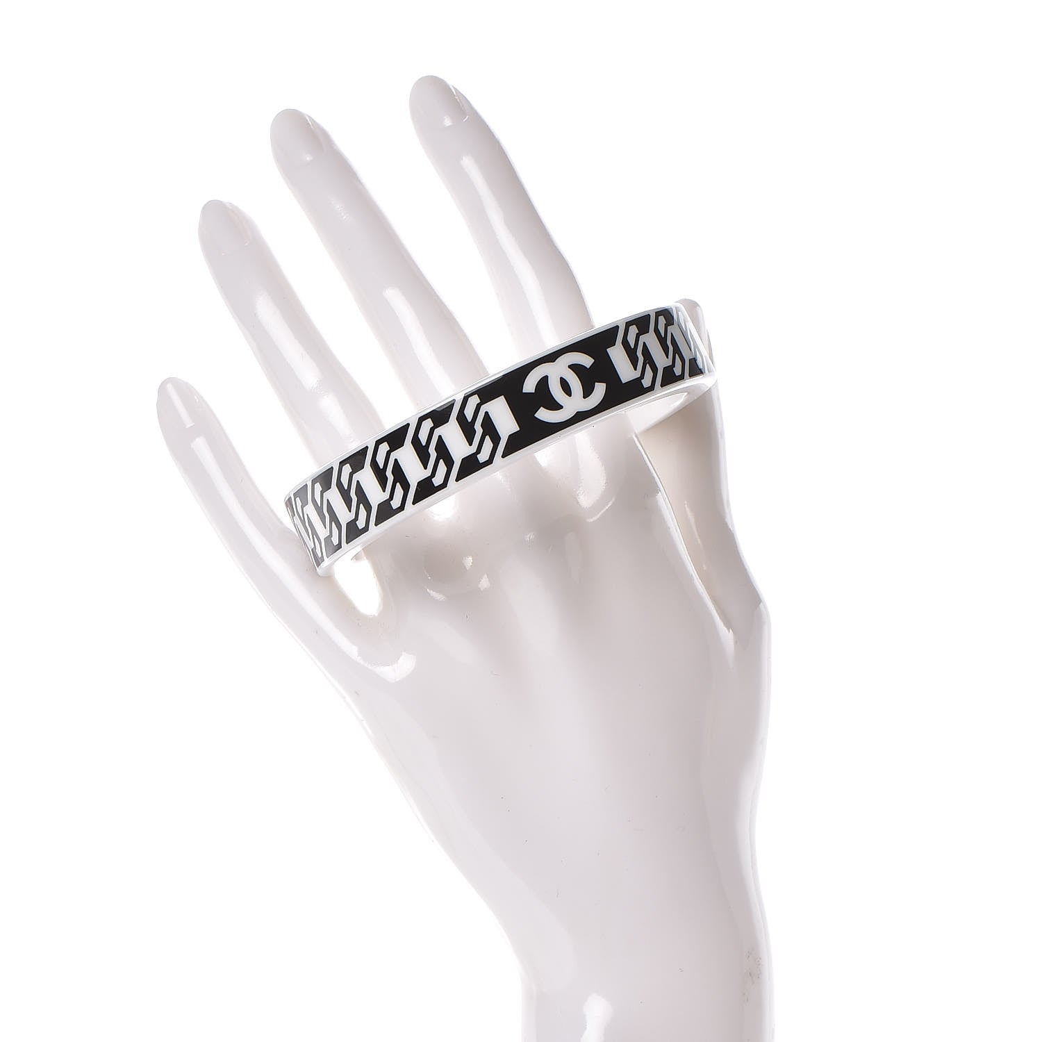 Chanel Resin CC Bangle Black White 2 of 4