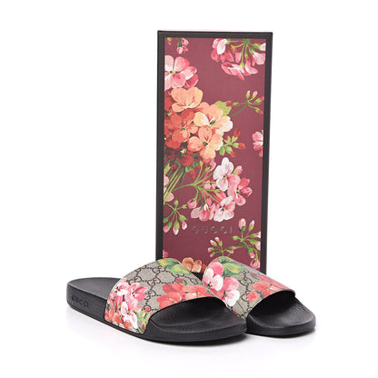Gucci GG Supreme Monogram Blooms Slide Sandals 39 Beige Multicolor 10 of 10