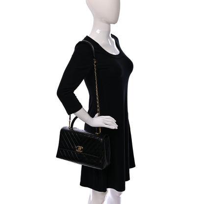 Chanel Calfskin Lizard Chevron Quilted Small Coco Handle Flap Black 2 of 12