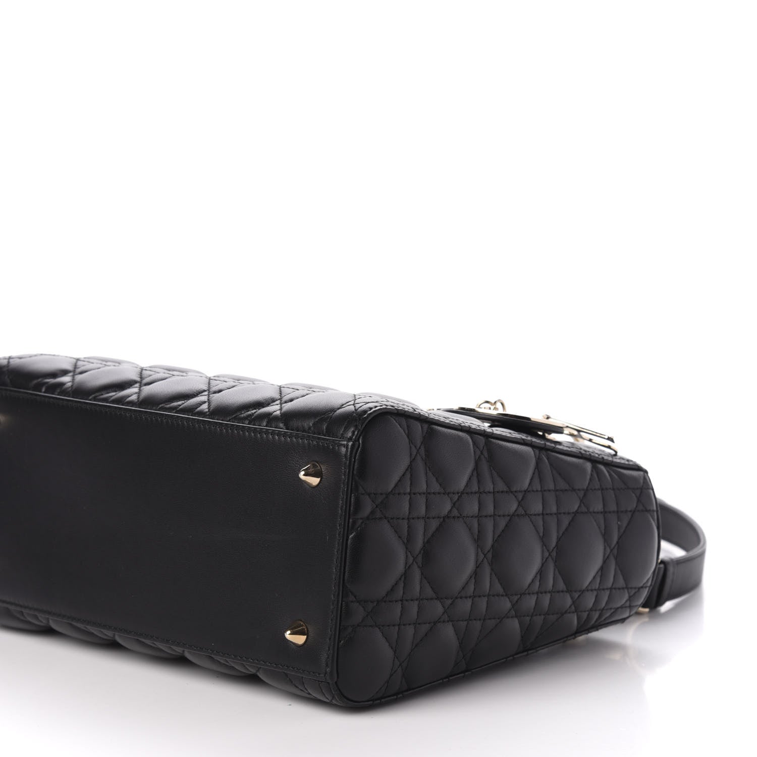 Christian Dior Lambskin Cannage Medium Lady Dior Black 9 of 11