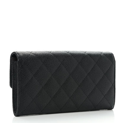 Chanel Caviar Quilted Large Gusset Flap Wallet Black 3 of 8