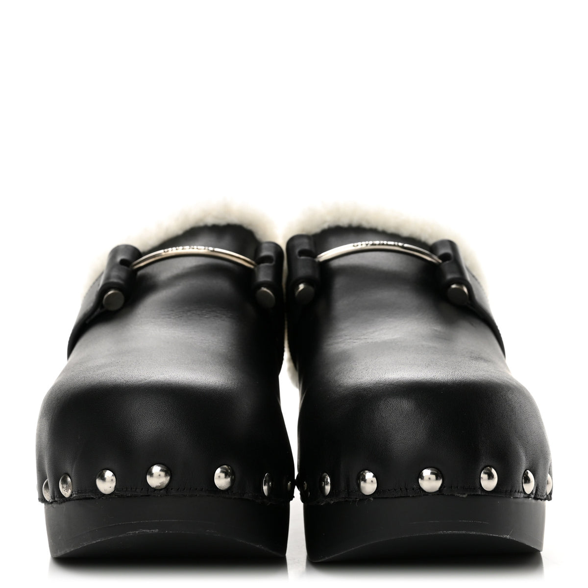 Givenchy Calfskin Shearling Clogs 38 Black White 3 of 9