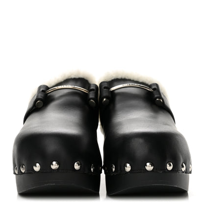 Givenchy Calfskin Shearling Clogs 38 Black White 3 of 9