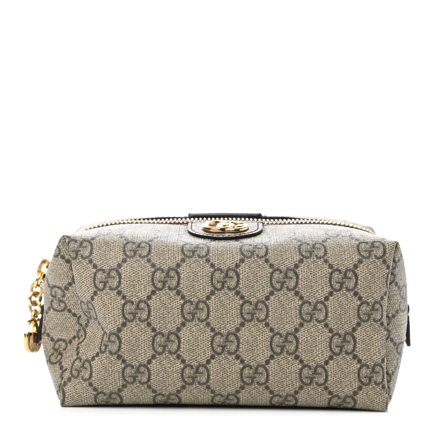 Soft GG Supreme Monogram Calfskin Medium Ophidia Cosmetic Case Beige Ebony New Acero