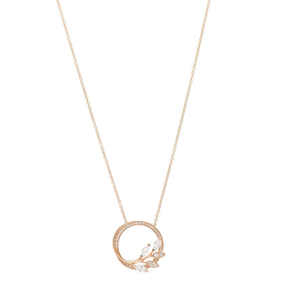 Tiffany 18K Rose Gold Diamond Victoria Vine Circle Pendant Necklace 1 of 4