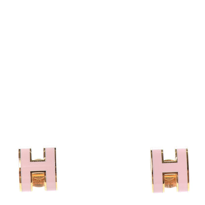 Hermes Gold Lacquered Pop H Earrings Rose Dragee 1 of 5