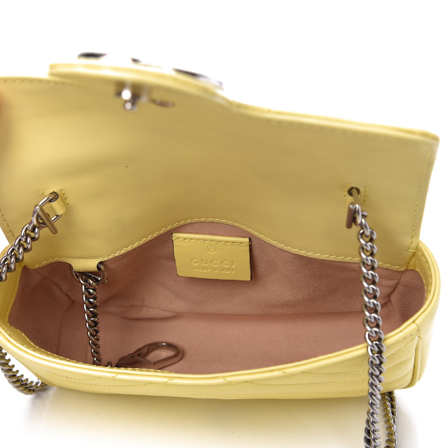 Calfskin Matelasse Super Mini GG Marmont Shoulder Bag Banana