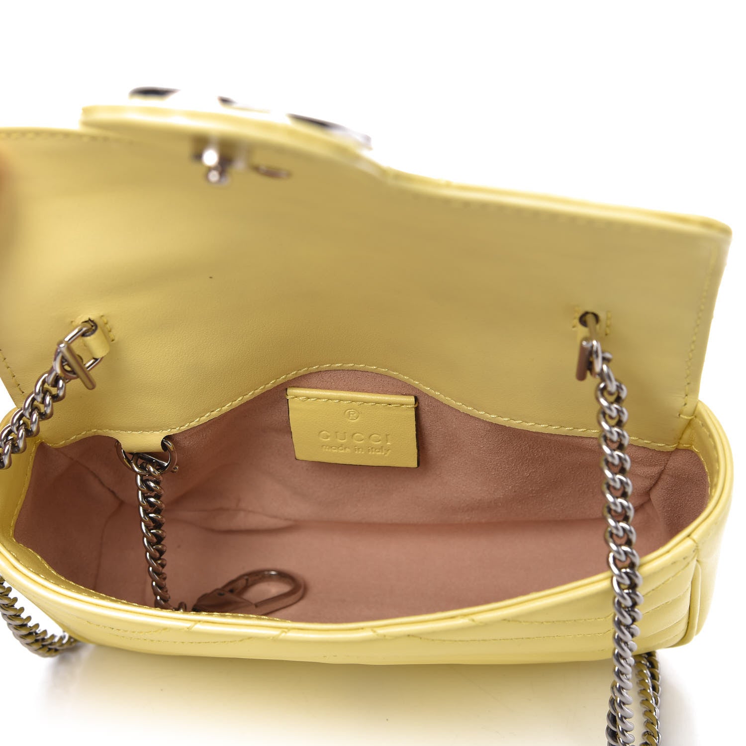 Gucci Calfskin Matelasse Super Mini GG Marmont Shoulder Bag Banana 5 of 11