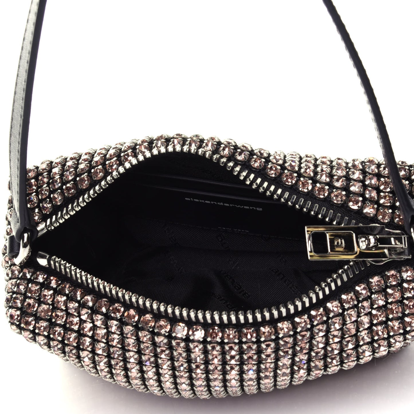Mesh Crystal Rhinestone Mini Heiress Pouch Pink