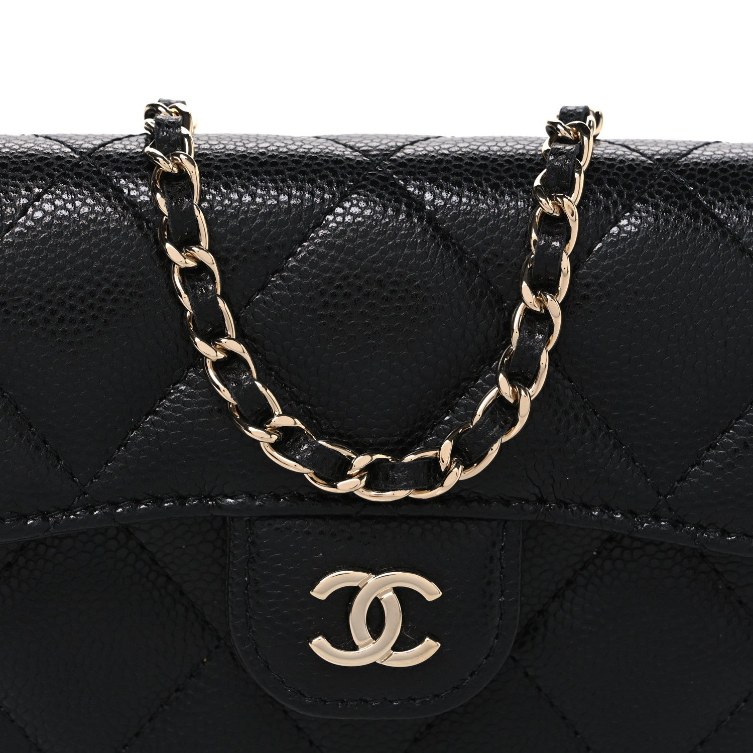 Chanel Caviar Quilted Flap Card Holder On Chain Black 9 of 11