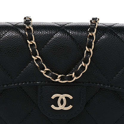 Chanel Caviar Quilted Flap Card Holder On Chain Black 9 of 11