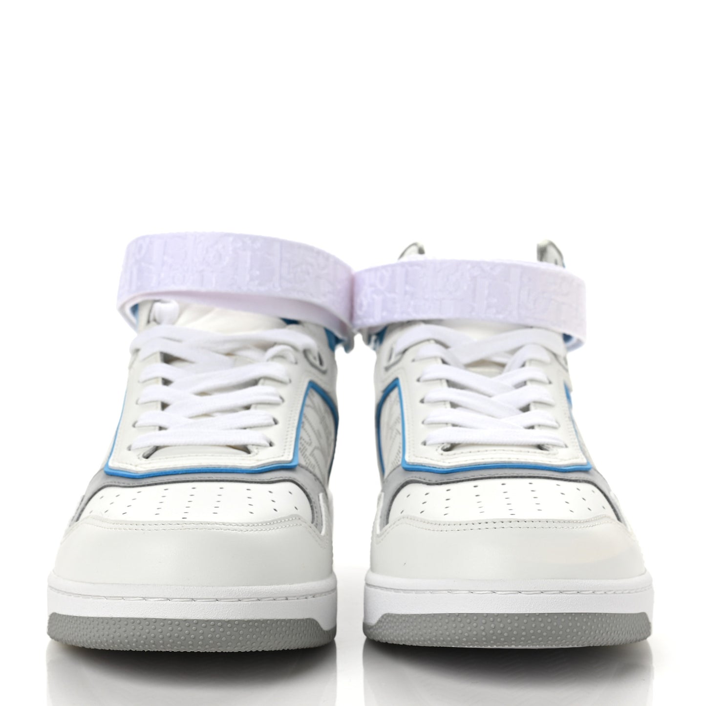 Smooth Calfskin Oblique Galaxy Perforated Mens B27 Mid Top Sneakers 42 Beige Blue