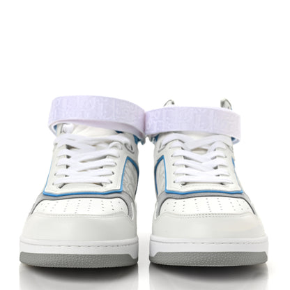 Christian Dior Smooth Calfskin Oblique Galaxy Perforated Mens B27 Mid Top Sneakers 42 Beige Blue 2 of 7