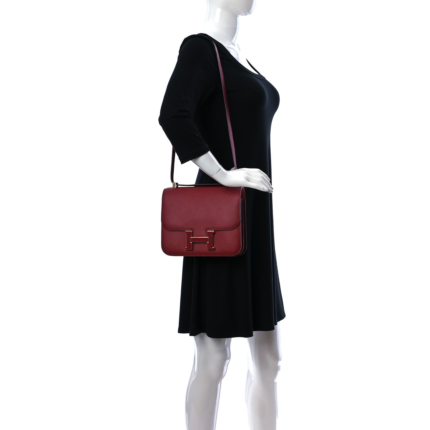 Hermes Epsom Enamel Constance 24 Rouge Grenat 2 of 10