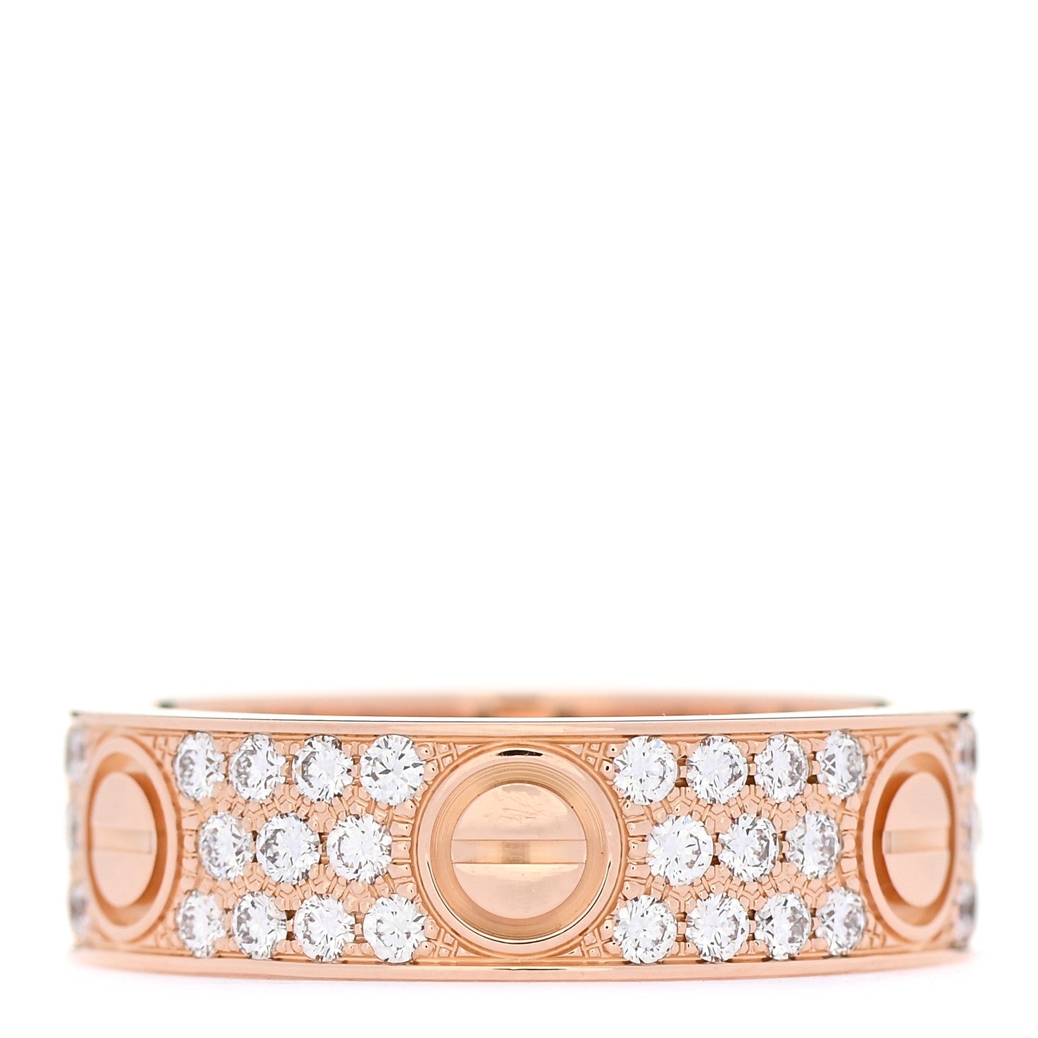 Cartier 18K Pink Gold Diamond 6.5mm LOVE Paved Ring 60 9.25 1 of 5