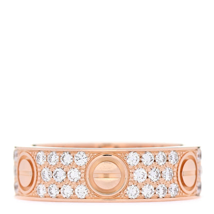 Cartier 18K Pink Gold Diamond 6.5mm LOVE Paved Ring 60 9 1 of 5