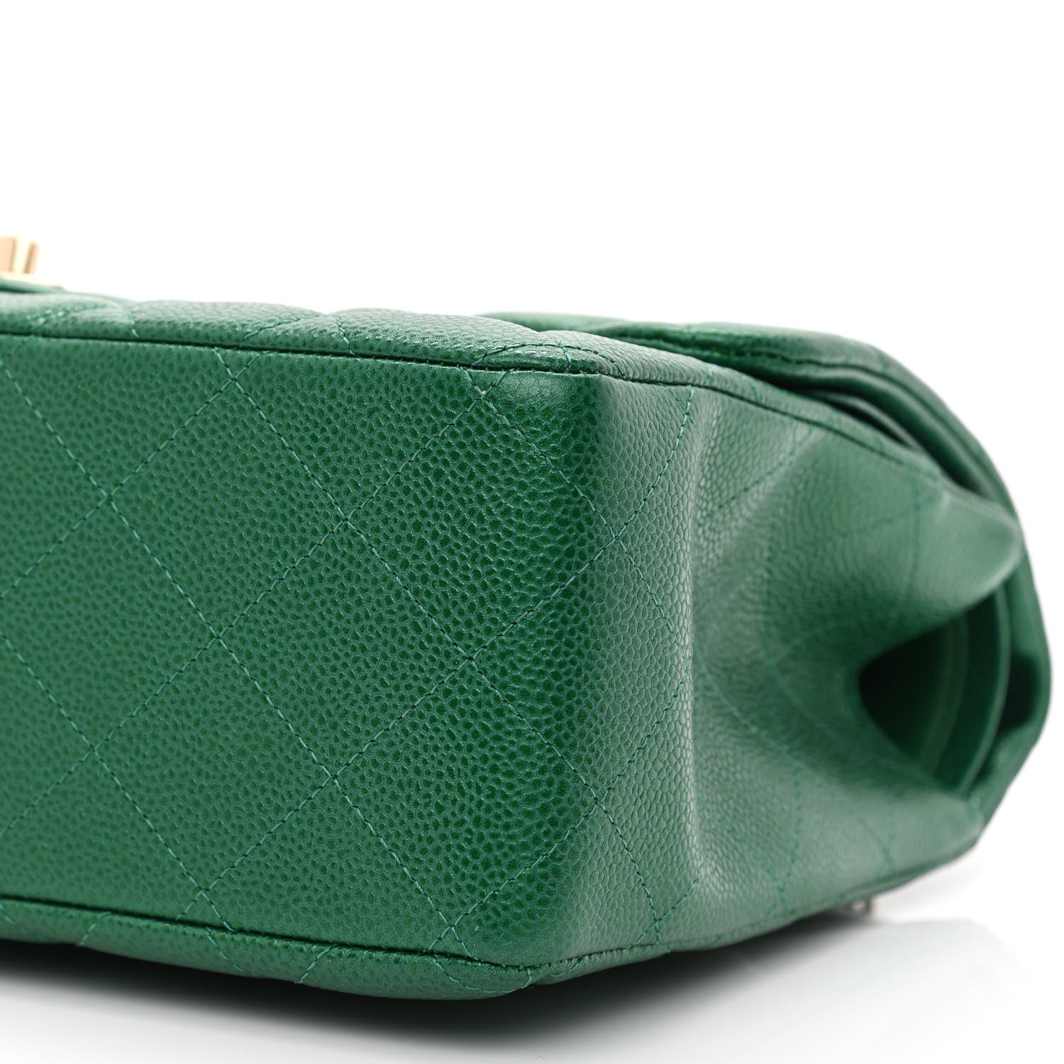 Chanel Metallic Caviar Quilted Jumbo Double Flap Green 10 of 14