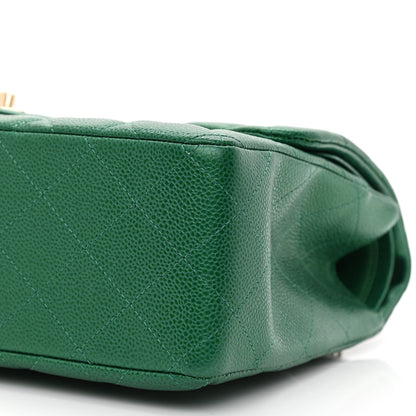 Chanel Metallic Caviar Quilted Jumbo Double Flap Green 10 of 14