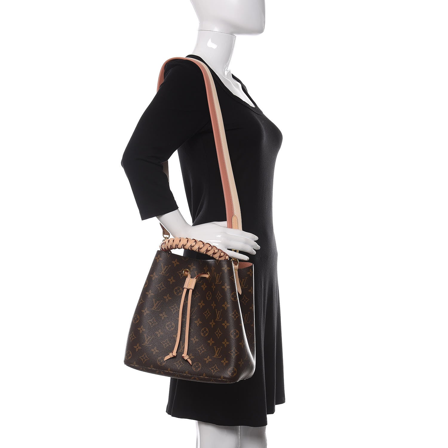Louis Vuitton Monogram Braided Neonoe MM Peach Cream 3 of 11