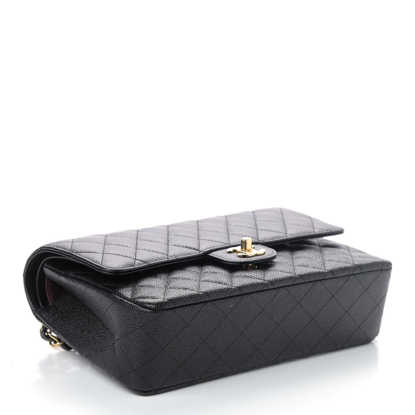 Caviar Quilted Medium Double Flap Black