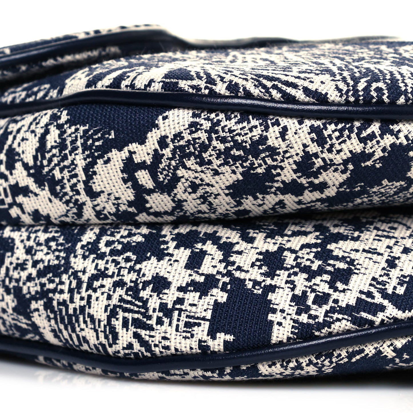 Canvas Reverse Embroidered Toile De Jouy Saddle Bag Blue