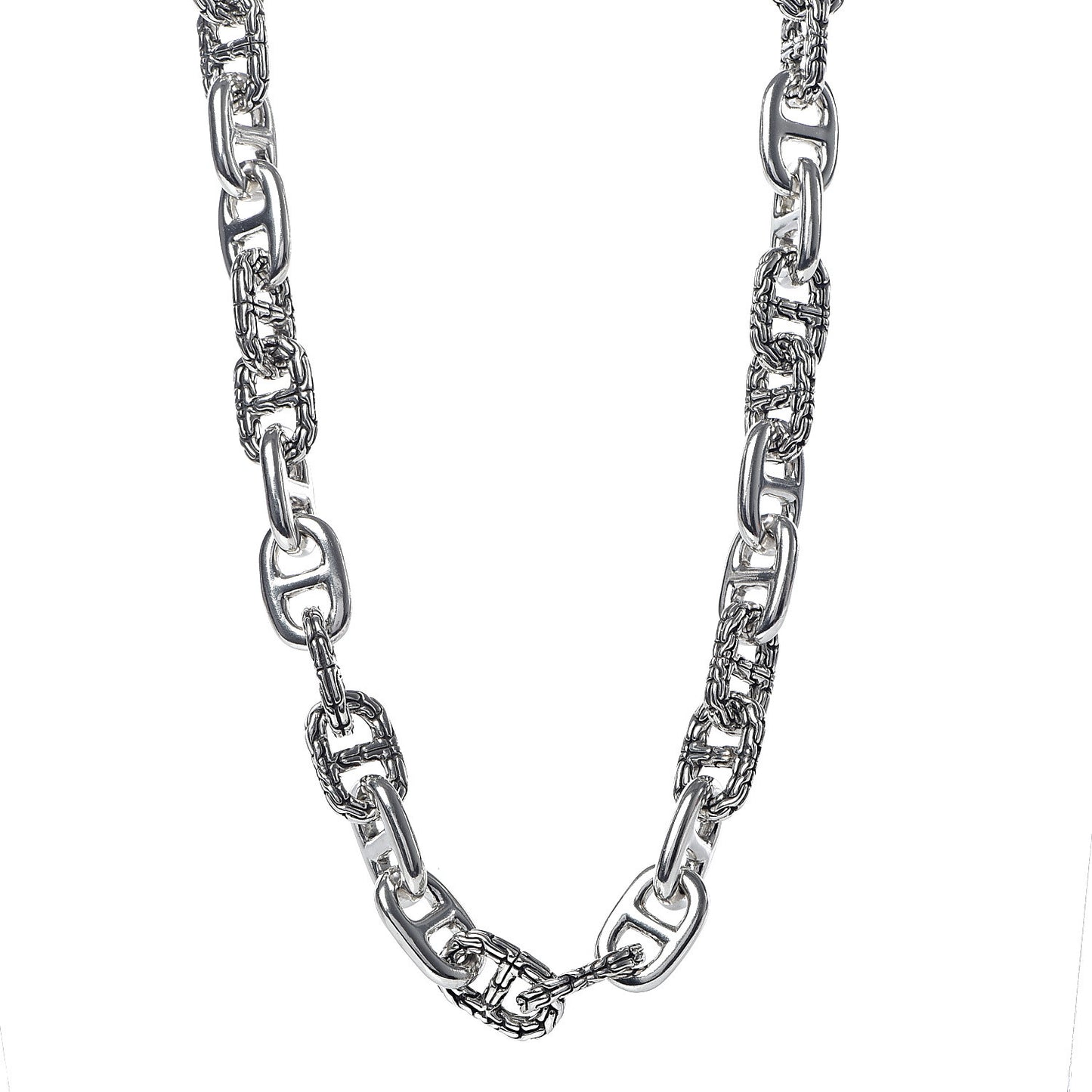 Sterling Silver Classic Chain Interlocking Necklace