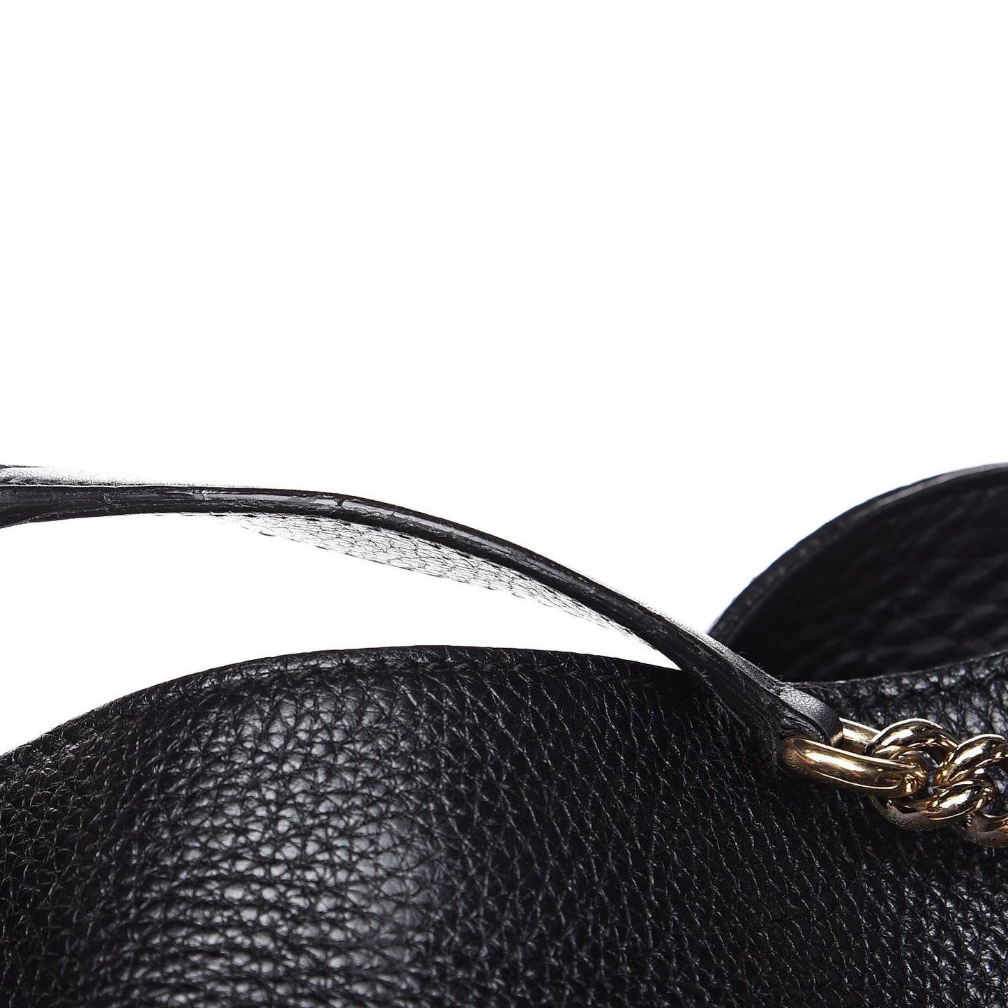 Pebbled Calfskin Medium Soho Chain Shoulder Bag Black