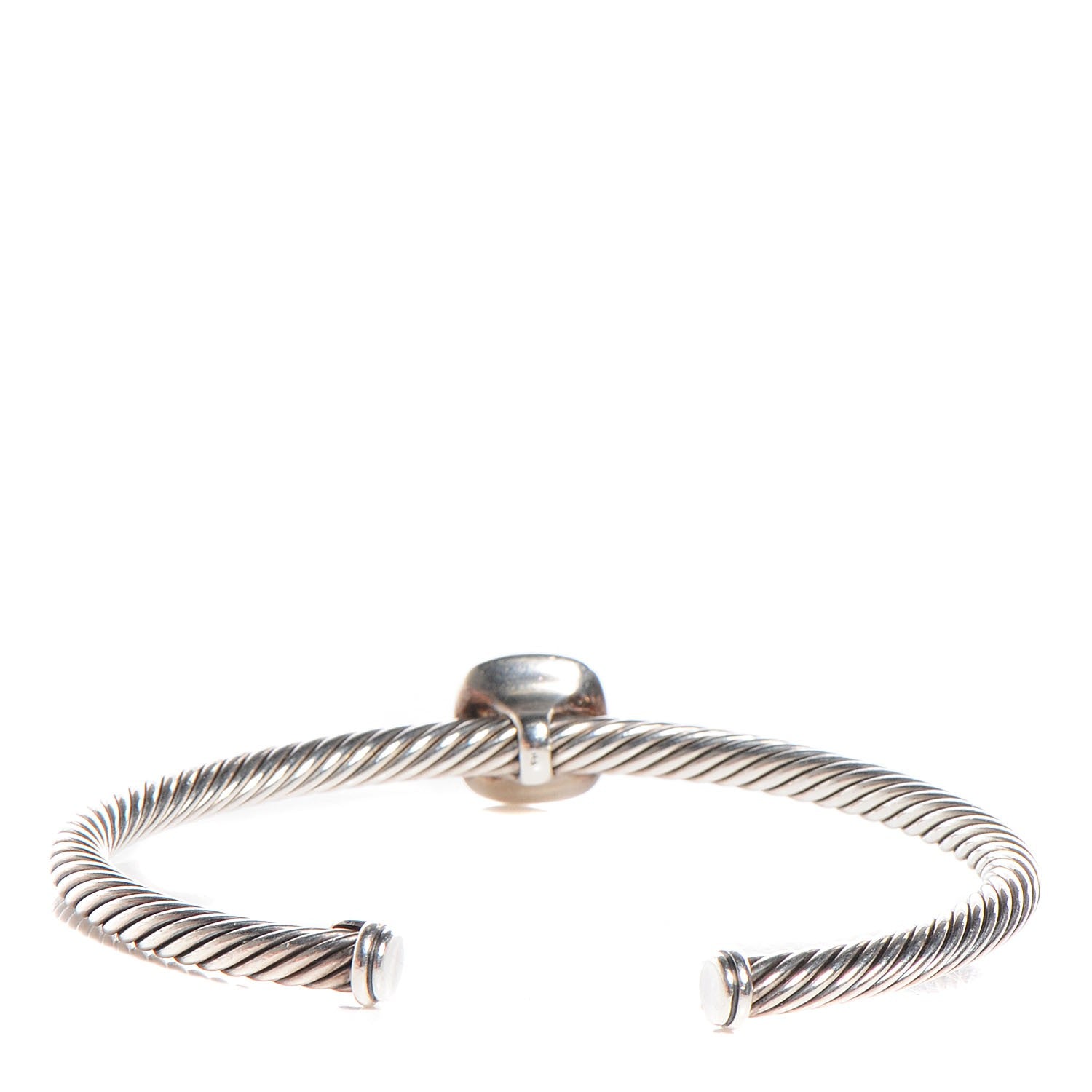 David Yurman Sterling Silver Pave Diamond Black Onyx 4mm Cable Cuff 3 of 4