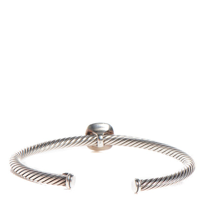 David Yurman Sterling Silver Pave Diamond Black Onyx 4mm Cable Cuff 3 of 4
