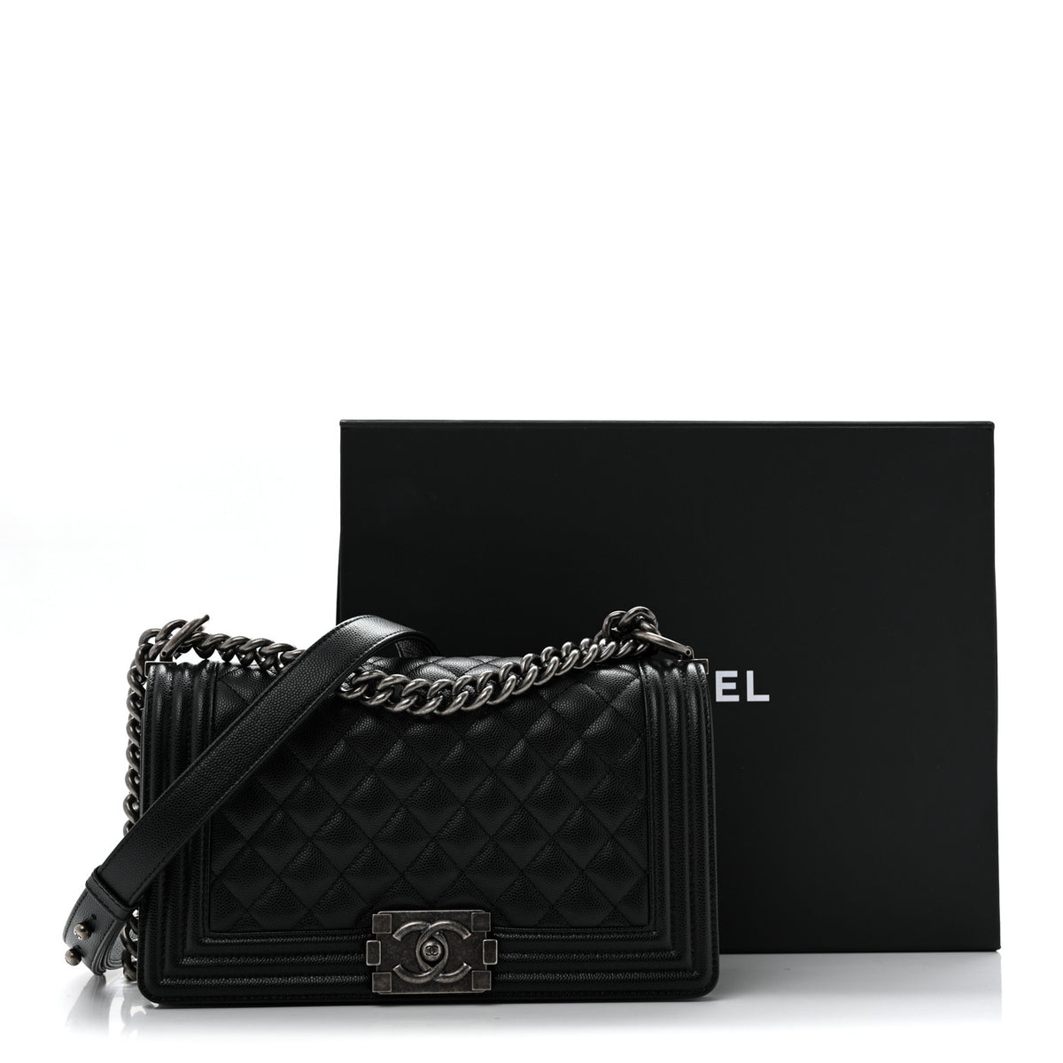 Chanel Caviar Quilted Medium Boy Flap Black 11 of 11