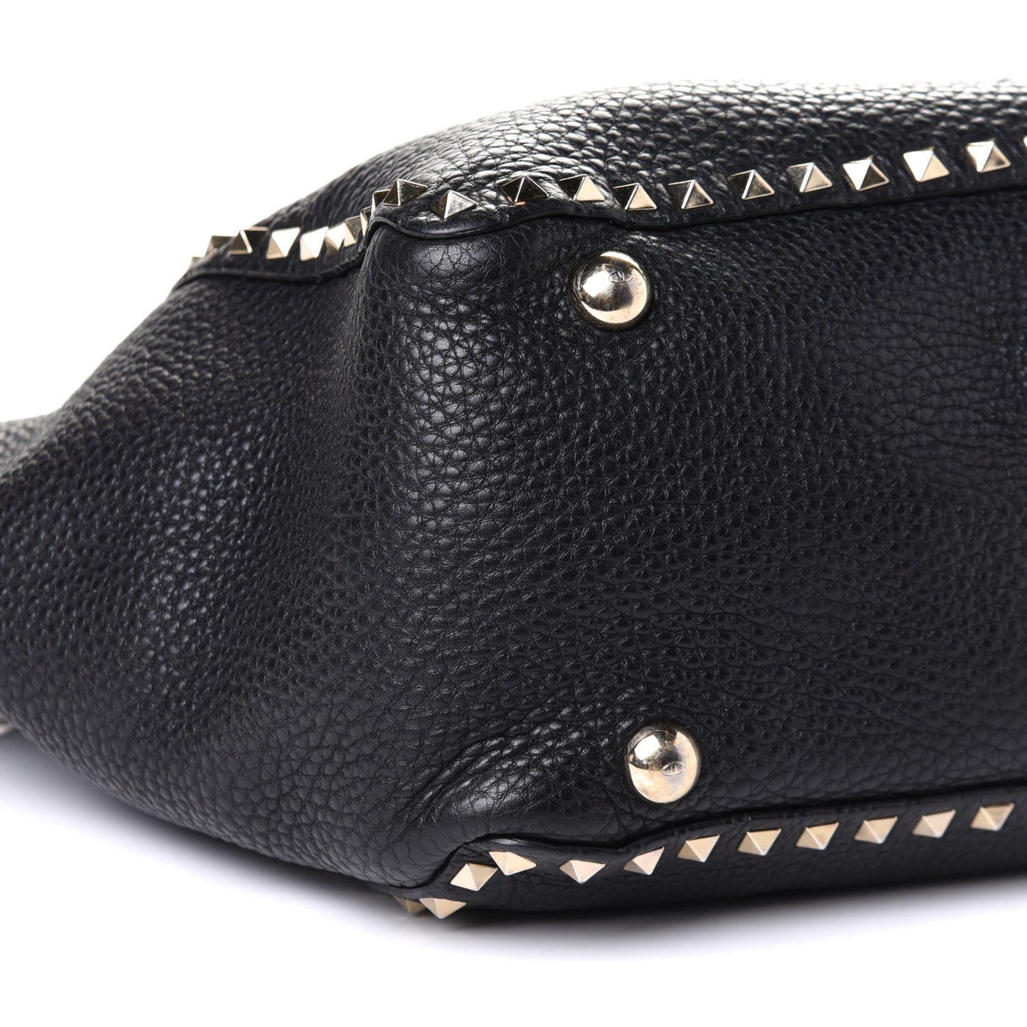 Pebbled Calfskin Medium Rockstud Tote Black