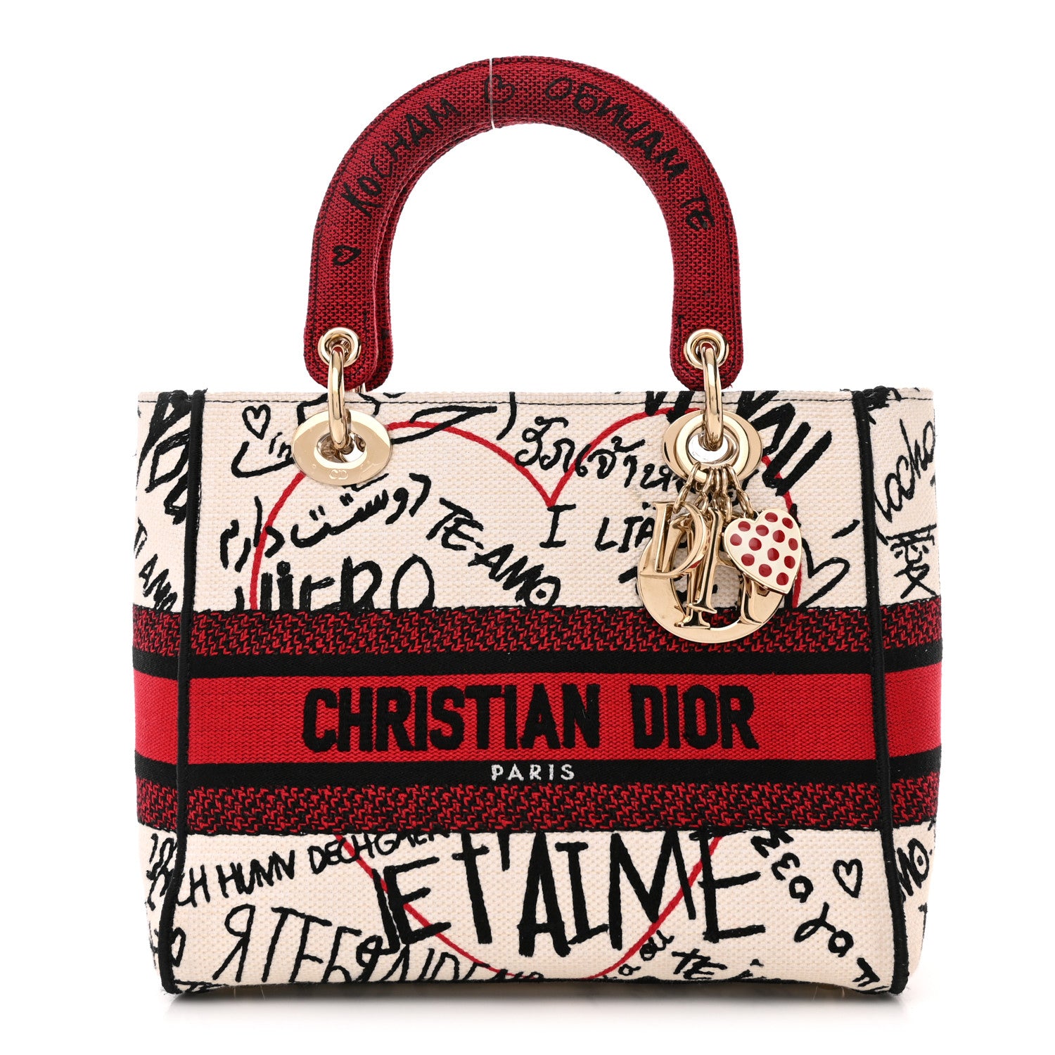 Christian Dior Canvas Medium DiorAmour Graffiti Lady D-Lite Latte 1 of 9