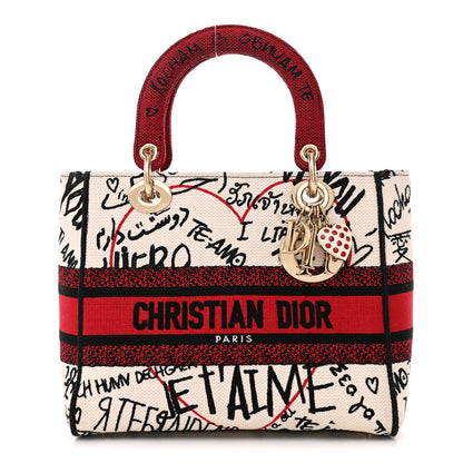 Christian Dior Canvas Medium DiorAmour Graffiti Lady D-Lite Latte 1 of 9