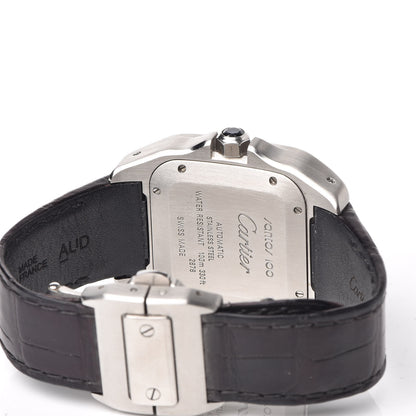 Cartier Stainless Steel Alligator 33mm Santos 100 Automatic Watch Brown 6 of 8