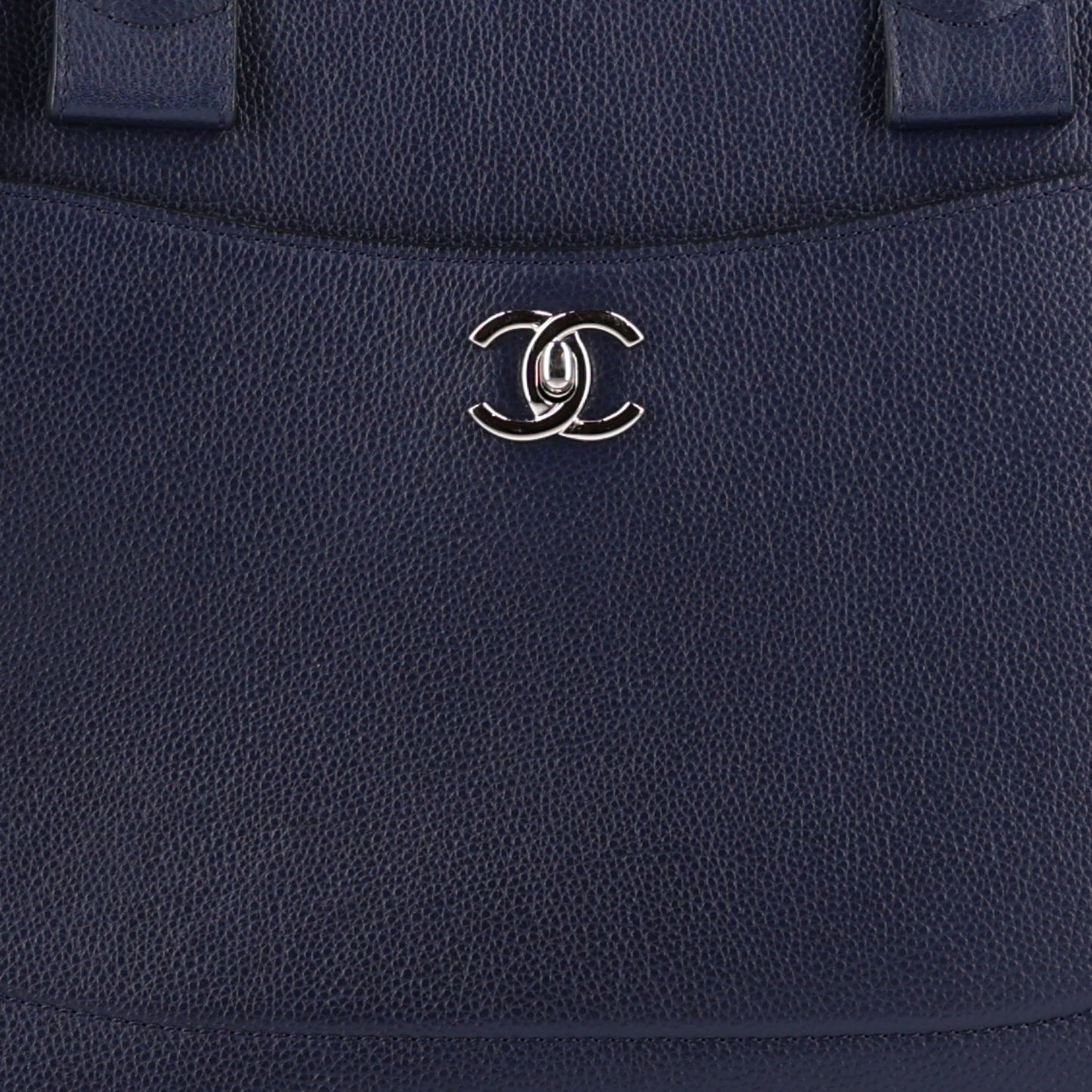 Grained Calfskin Large Neo Executive Shopper Tote Dark Blue