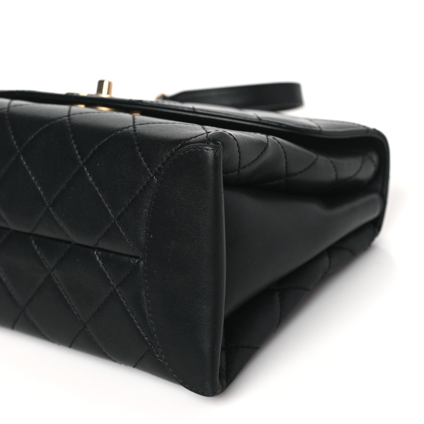 Lambskin Quilted Large Trendy Spirit Top Handle Bag Black